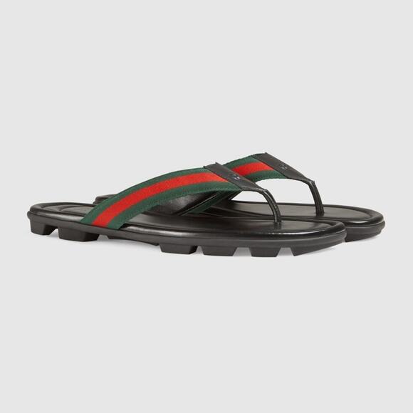 Gucci Web and Leather Thong Sandal - Picture 3 of 7